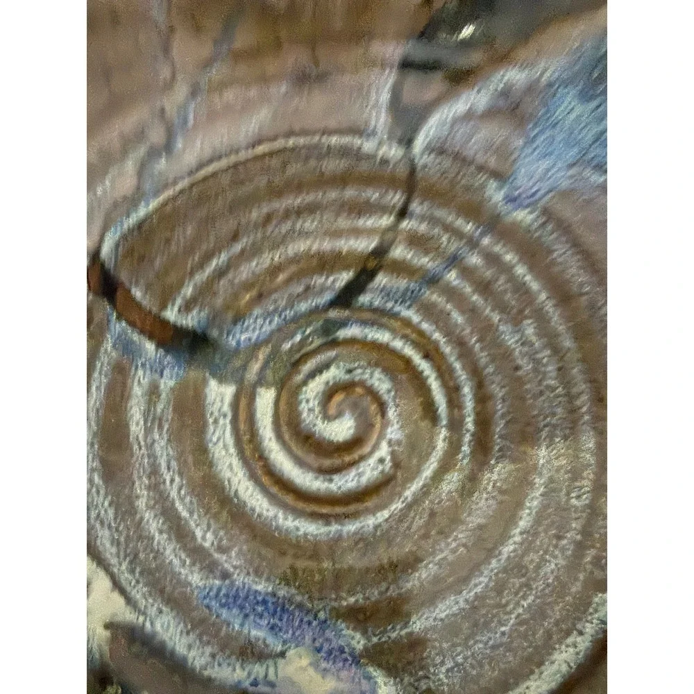 Vtg Studio Pottery Hand‎ Thrown Stoneware Bowl Brown Glaze Spiral Center 11.5